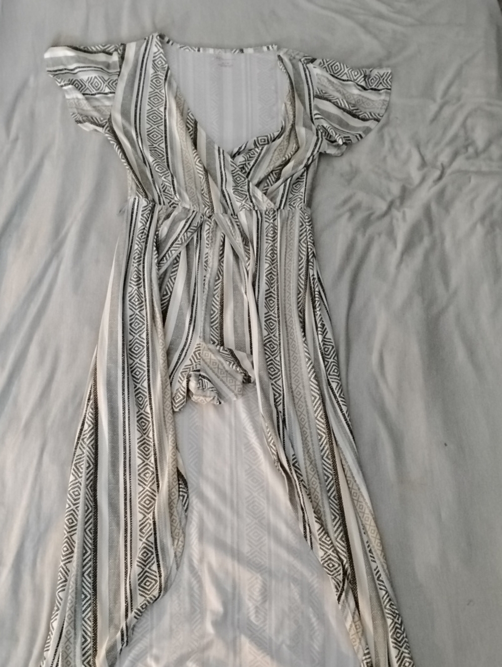 No Boundaries Green And Cream Romper Dress With Built In Shorts